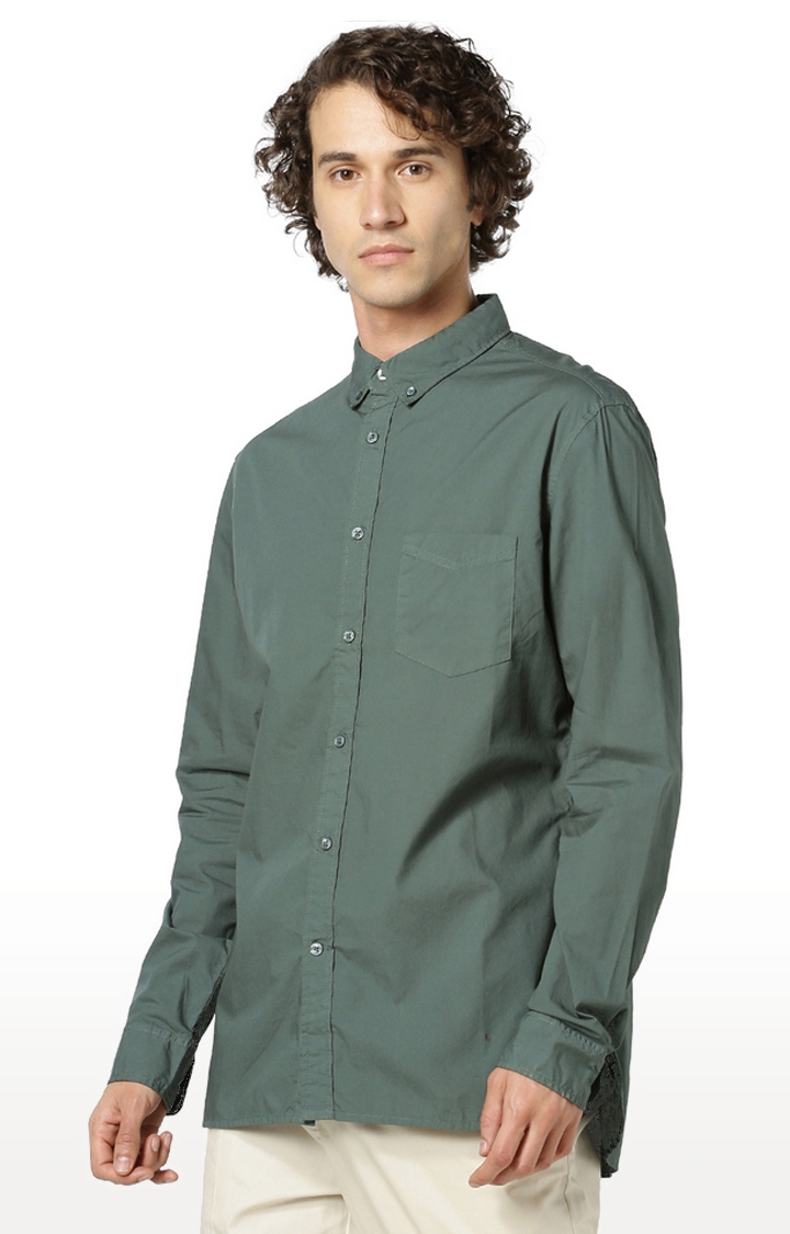 celio | Men's Green Solid Casual Shirts 2