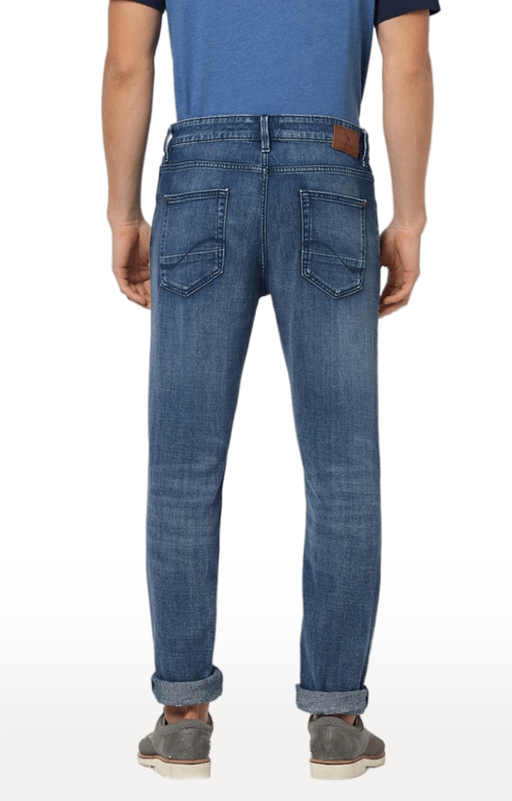 celio | Men's Blue Cotton Blend Solid Tapered Jeans 2