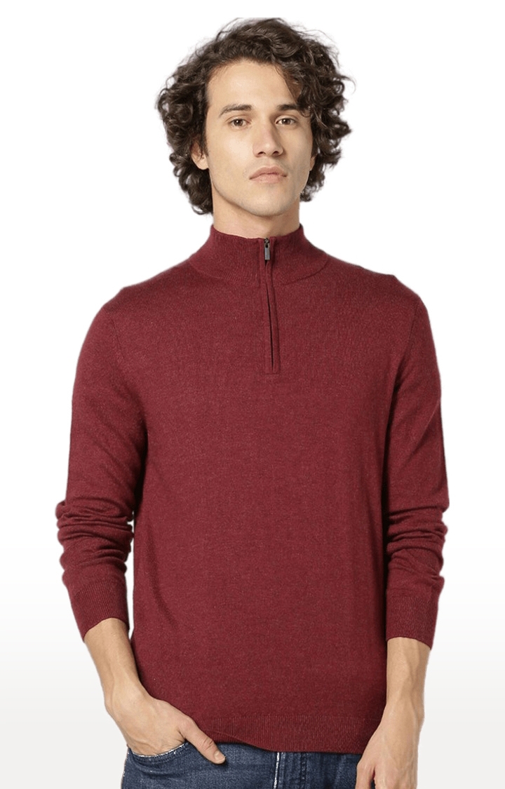 celio | Men's Red Melange Sweatshirts