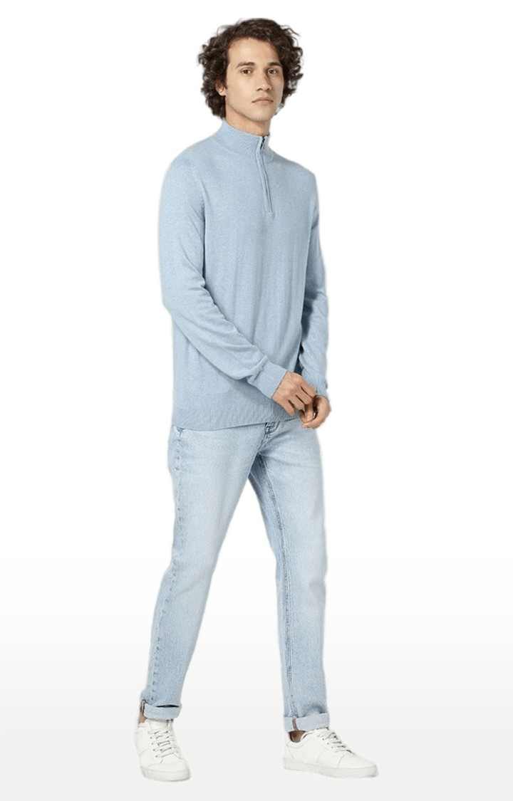 Men's Blue Solid Sweatshirts