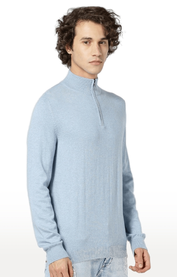 celio | Men's Blue Solid Sweatshirts 2