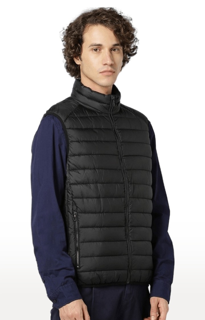 Men's Black Solid Gilet