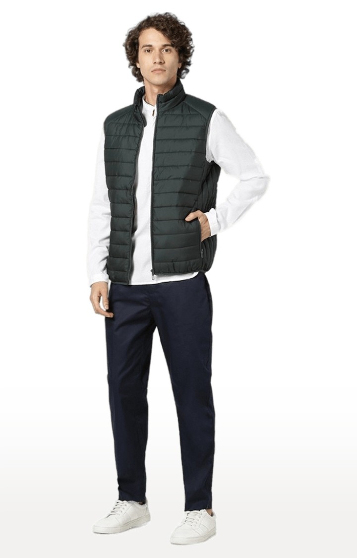 Men's Green Solid Gilet