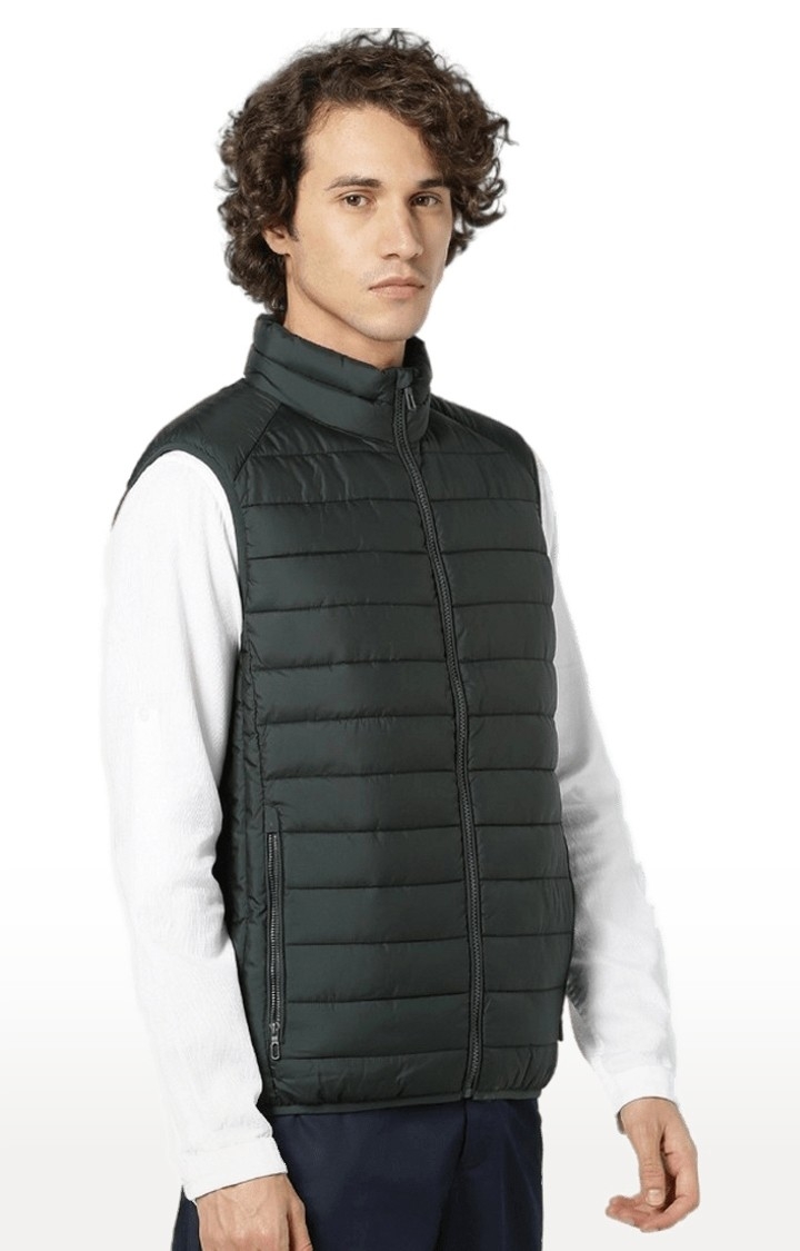 Men's Green Solid Gilet