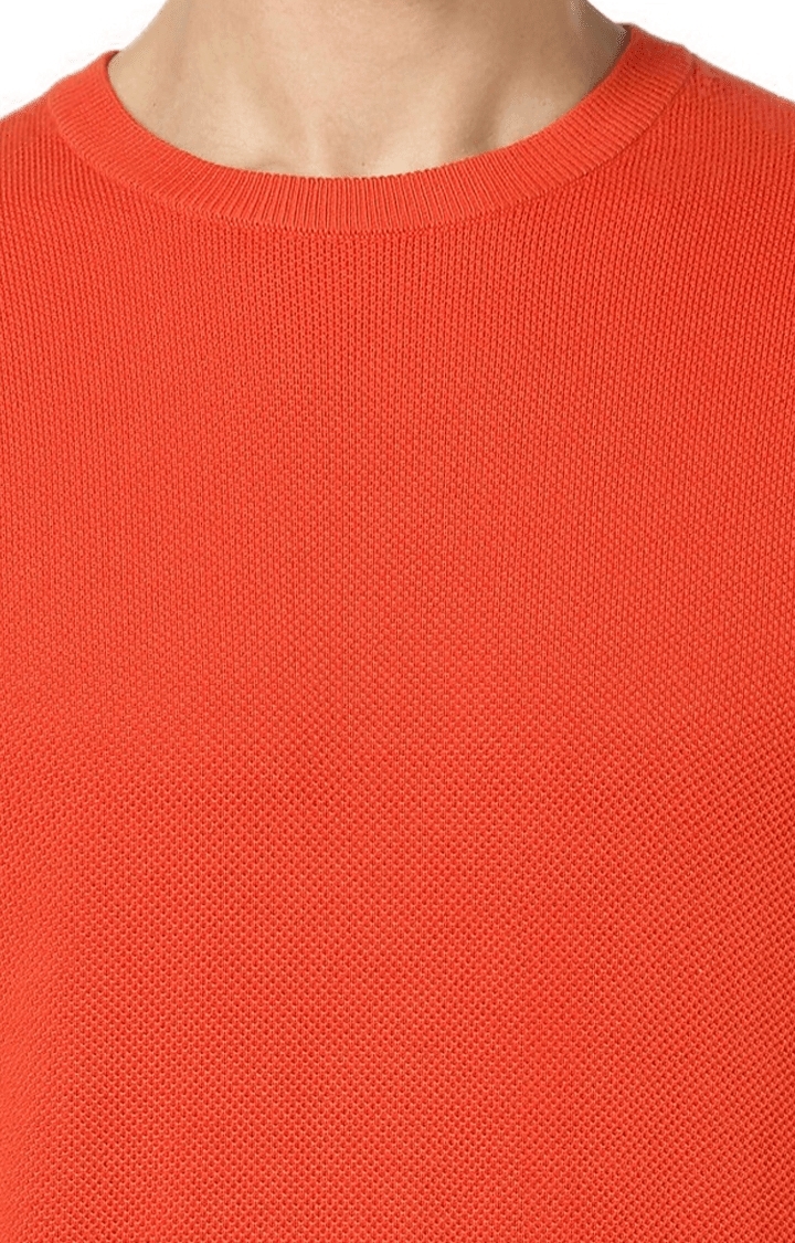 celio | Men's Orange Solid Sweaters 4