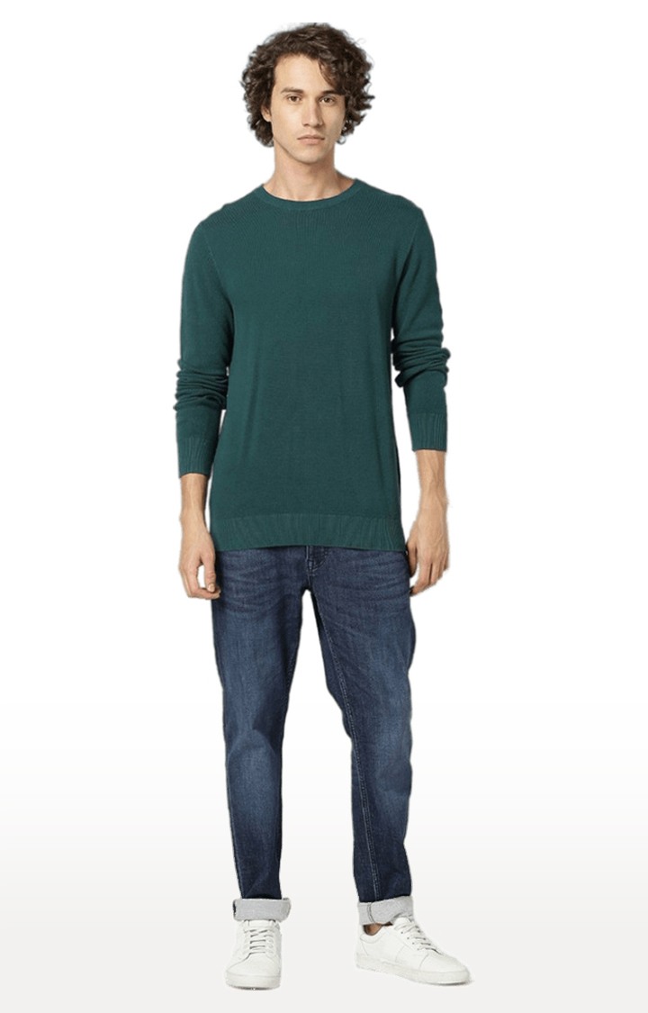 celio | Men's Green Solid Sweaters 1