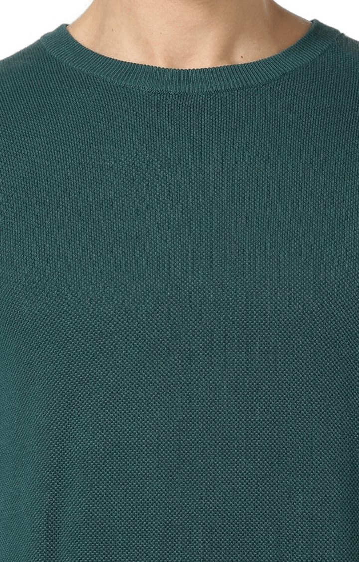 celio | Men's Green Solid Sweaters 4