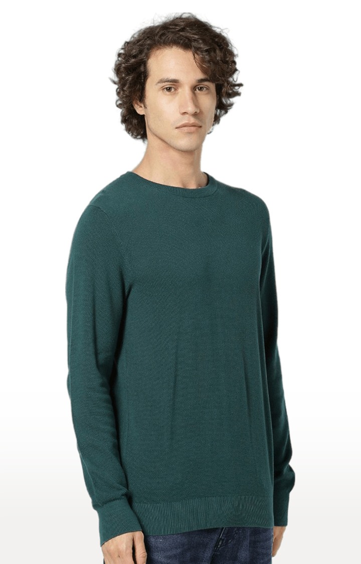 celio | Men's Green Solid Sweaters 2