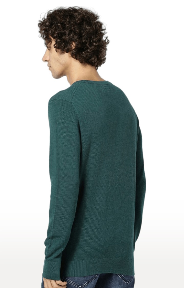 celio | Men's Green Solid Sweaters 3