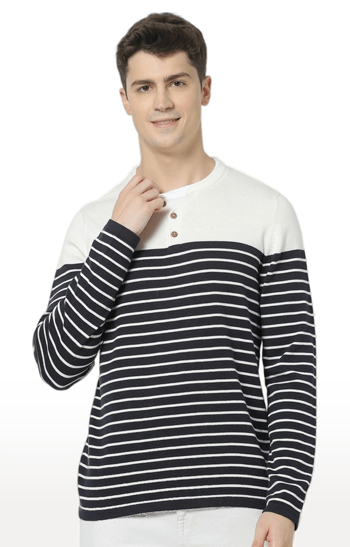 celio | Men's Blue Striped Sweatshirts