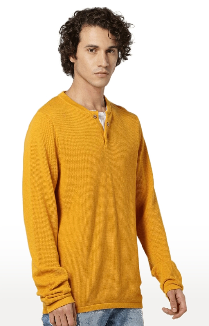 Men's Yellow Solid Sweatshirts