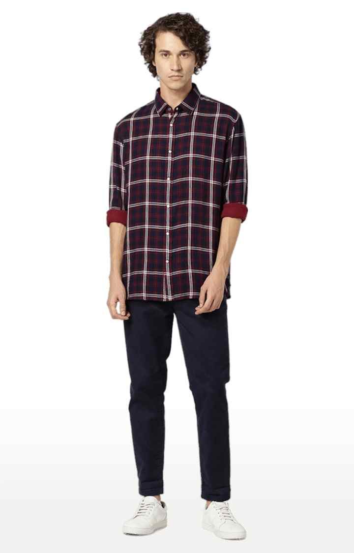 Men's Red Checked Casual Shirts