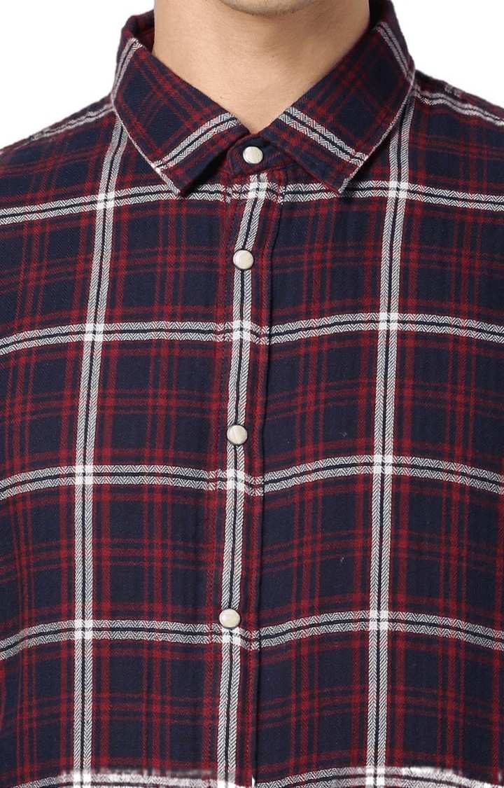 Men's Red Checked Casual Shirts
