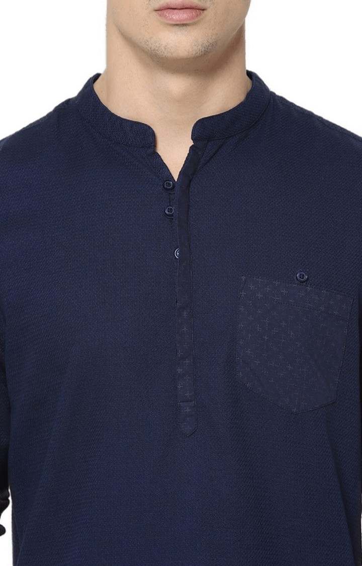 Men's Blue Solid Casual Shirts