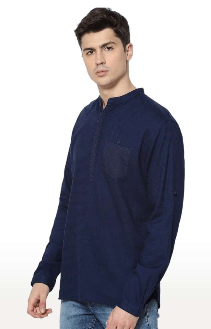 Men's Blue Solid Casual Shirts