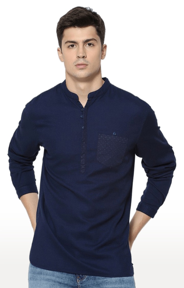 celio | Men's Blue Solid Casual Shirts