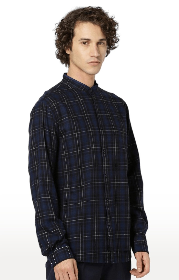 Men's Blue Checked Casual Shirts