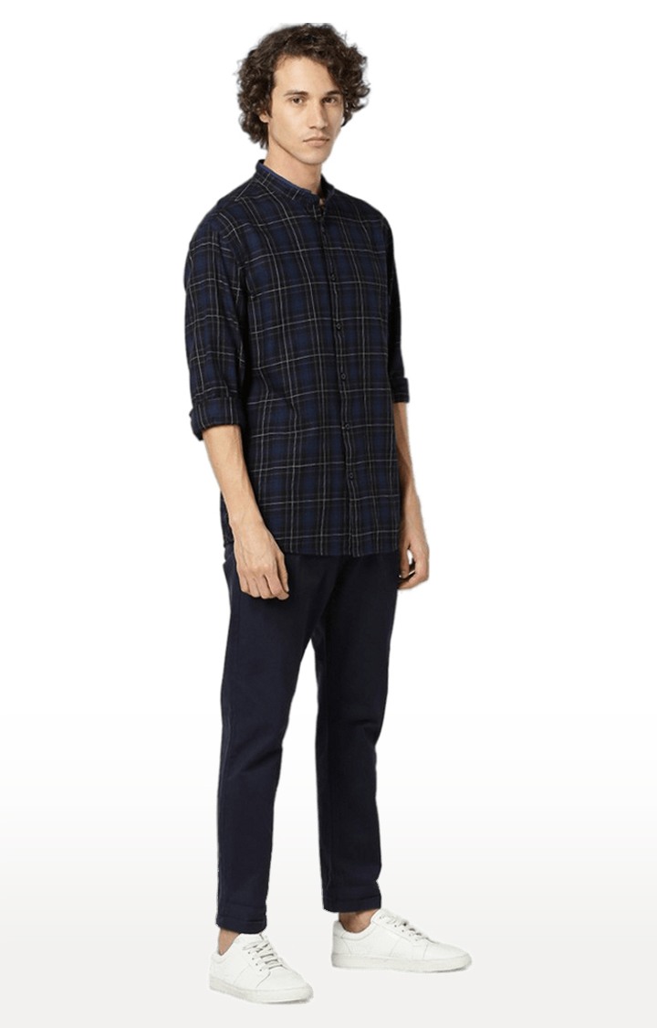 Men's Blue Checked Casual Shirts