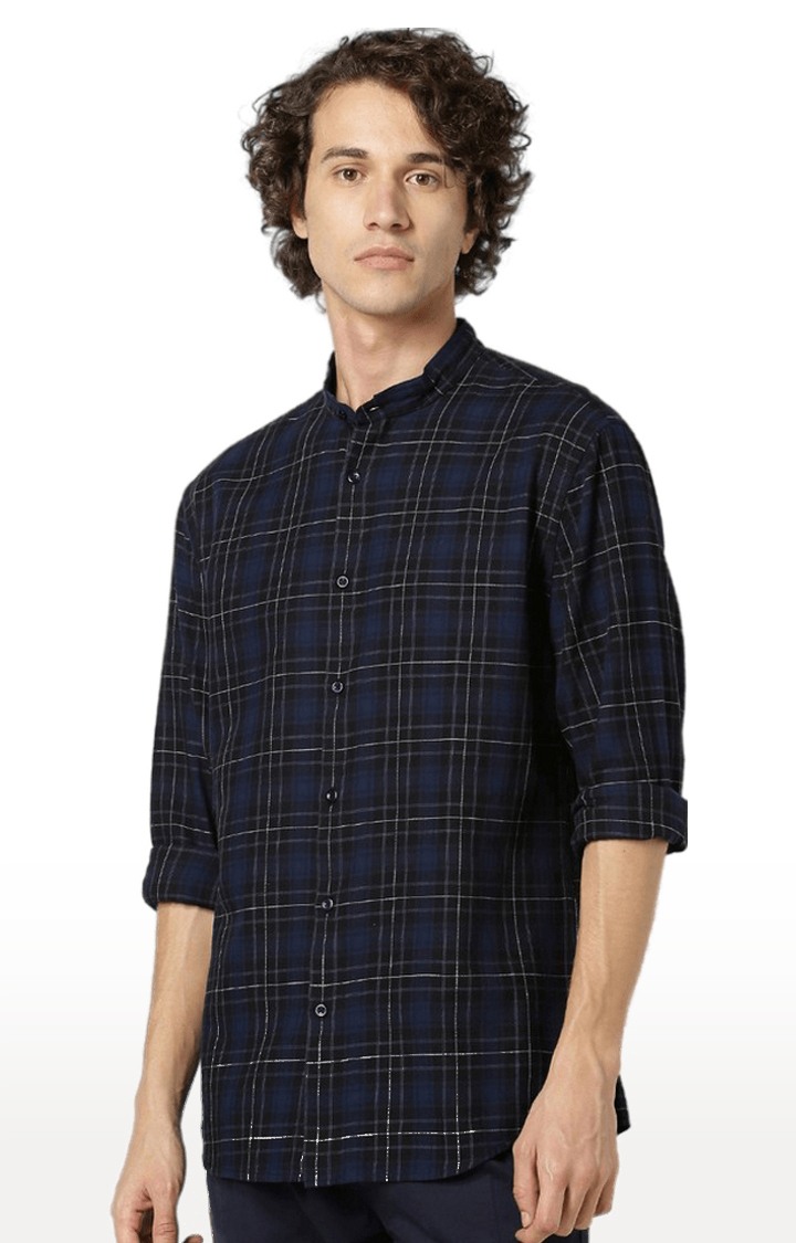 Men's Blue Checked Casual Shirts