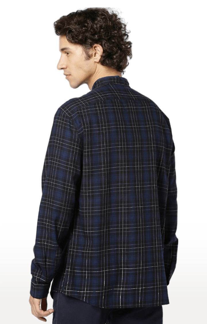 Men's Blue Checked Casual Shirts