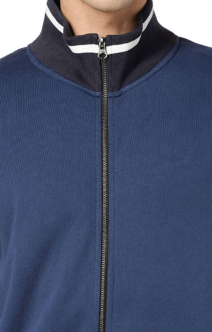 Men's Blue Colourblock Varsity Jackets