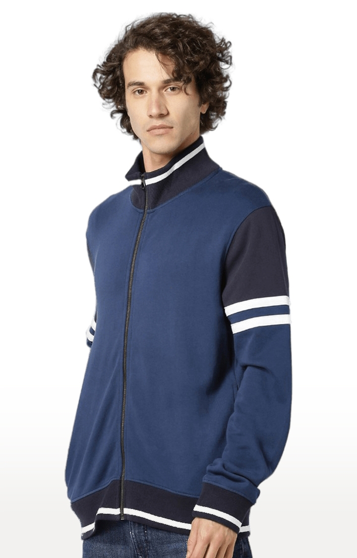 Men's Blue Colourblock Varsity Jackets