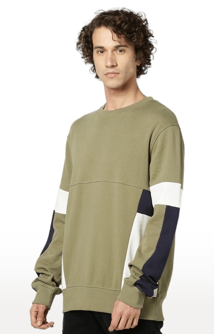 Men's Green Colourblock Sweatshirts