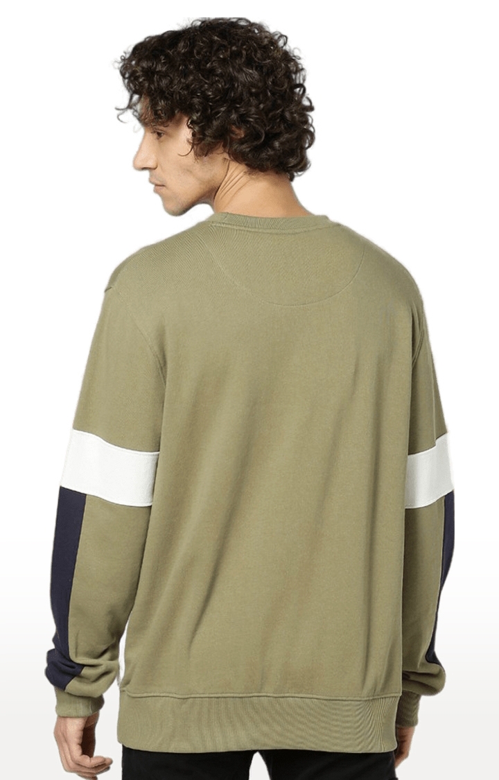celio | Men's Green Colourblock Sweatshirts 3