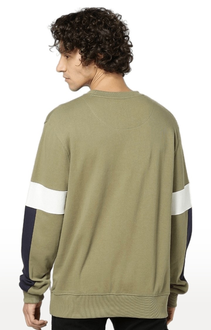 Men's Green Colourblock Sweatshirts