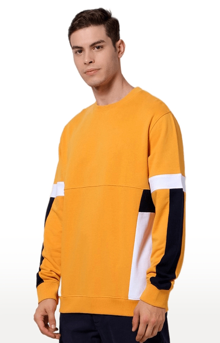 celio | Men's Yellow Colourblock Sweatshirts 2