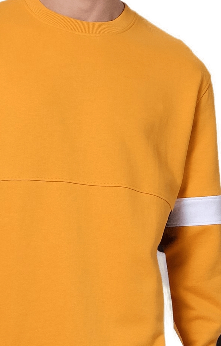 celio | Men's Yellow Colourblock Sweatshirts 4