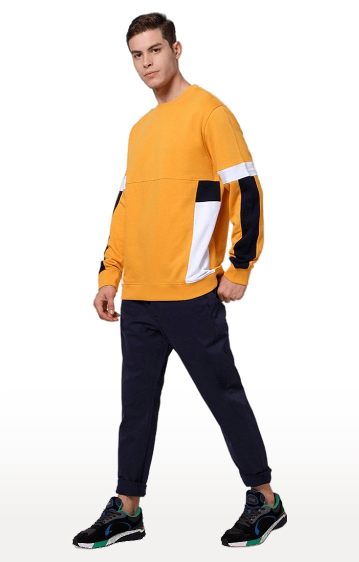 celio | Men's Yellow Colourblock Sweatshirts 1