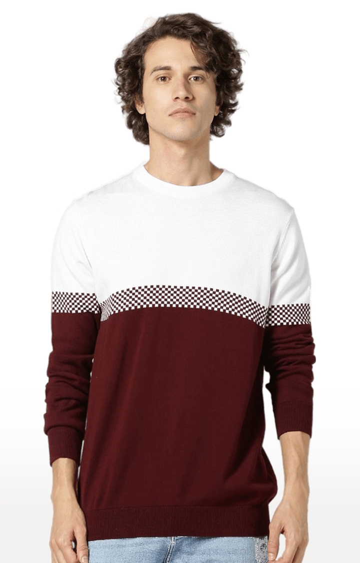 celio | Men's Red Colourblock Sweaters 0