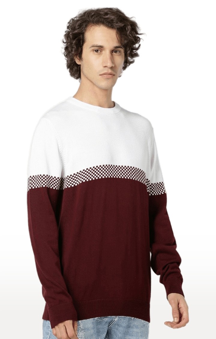 Men's Red Colourblock Sweaters