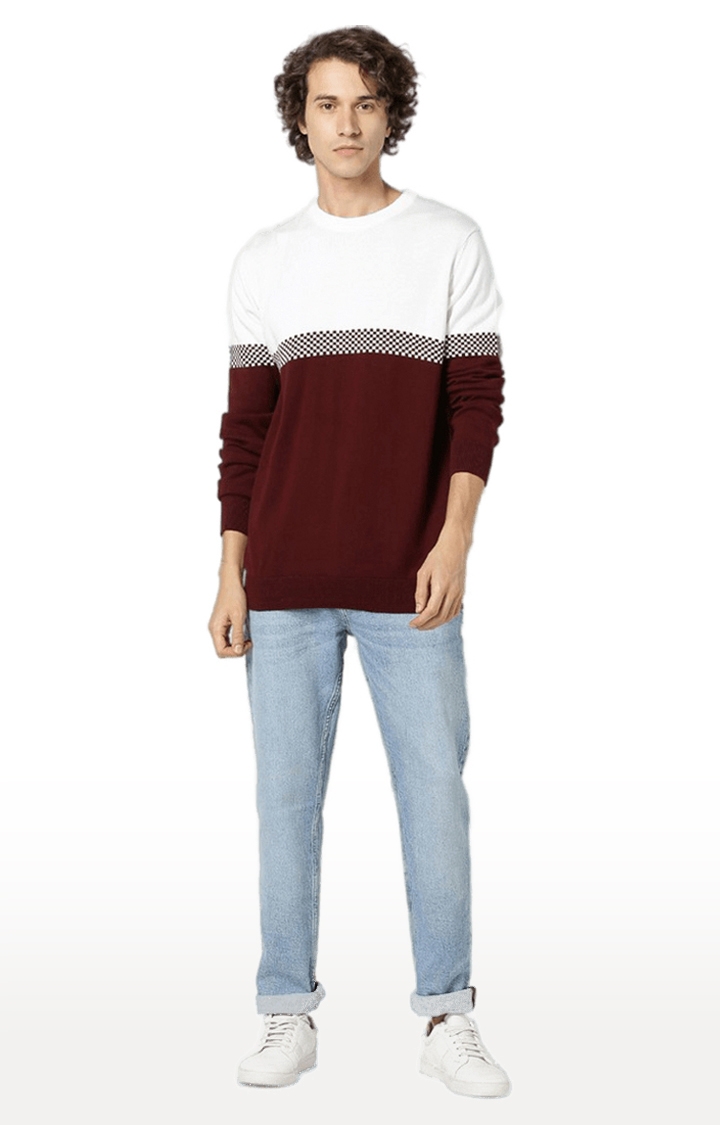 celio | Men's Red Colourblock Sweaters 1