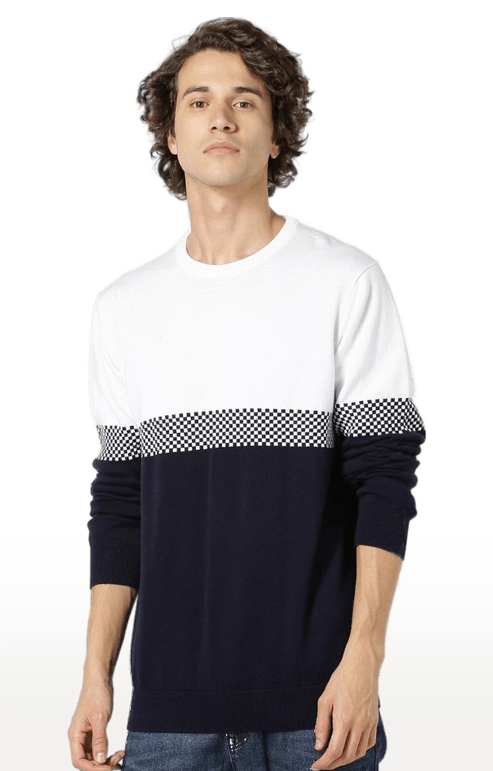 Men's Blue Colourblock Sweaters