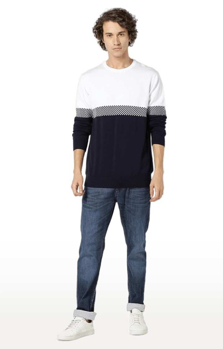 Men's Blue Colourblock Sweaters