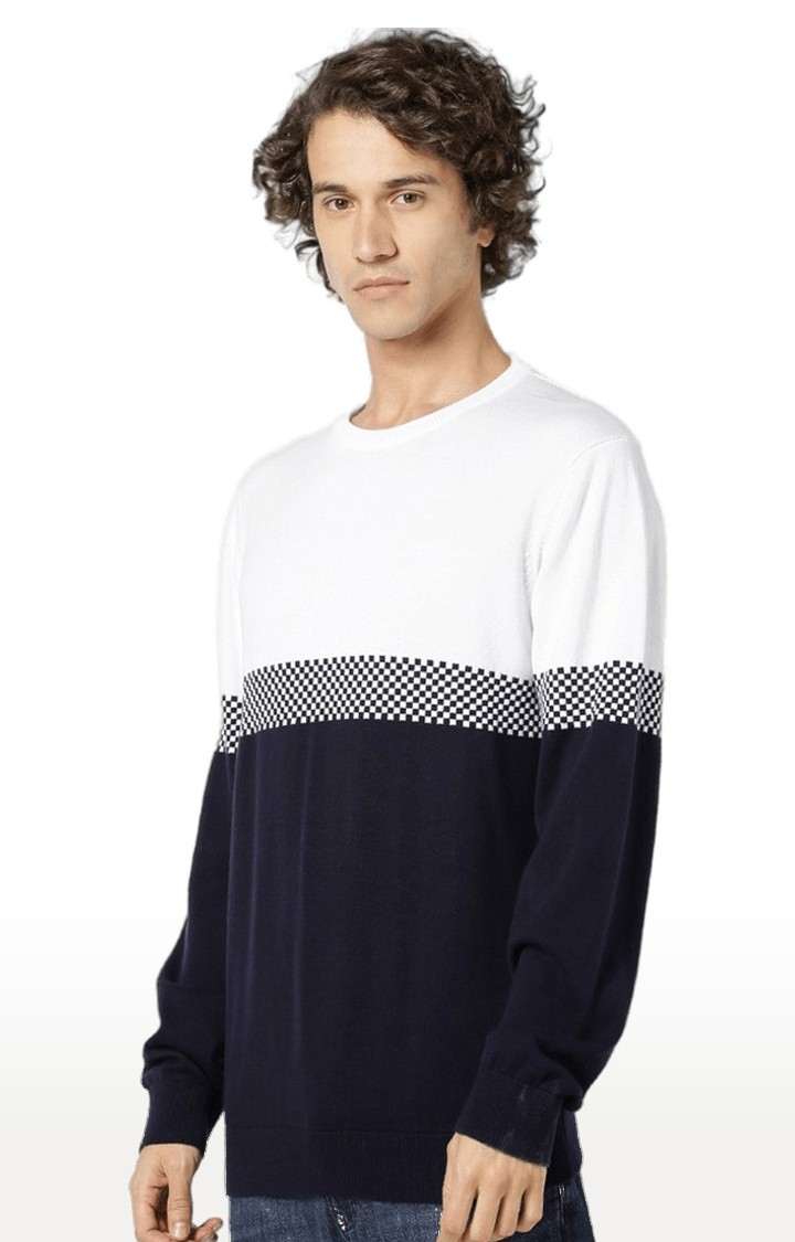 Men's Blue Colourblock Sweaters