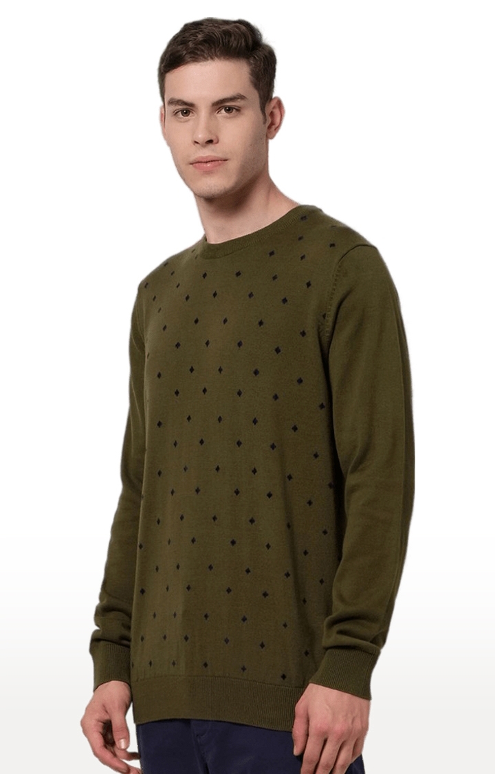 celio | Men's Green Printed Sweaters 2