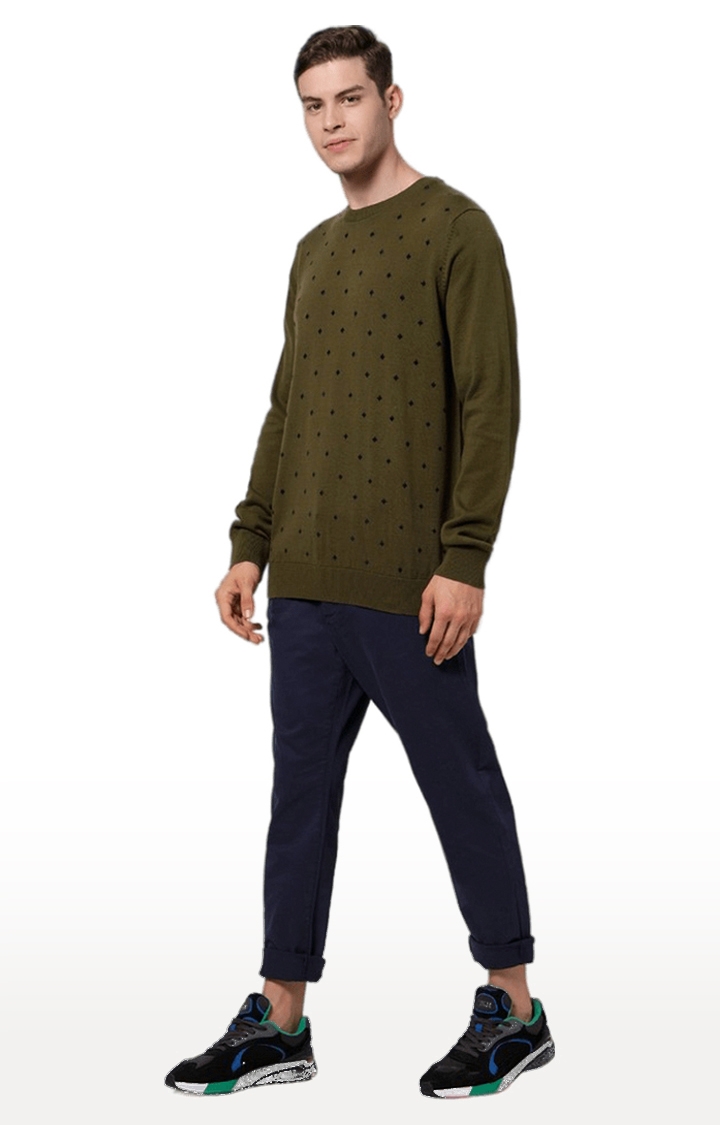 celio | Men's Green Printed Sweaters 1