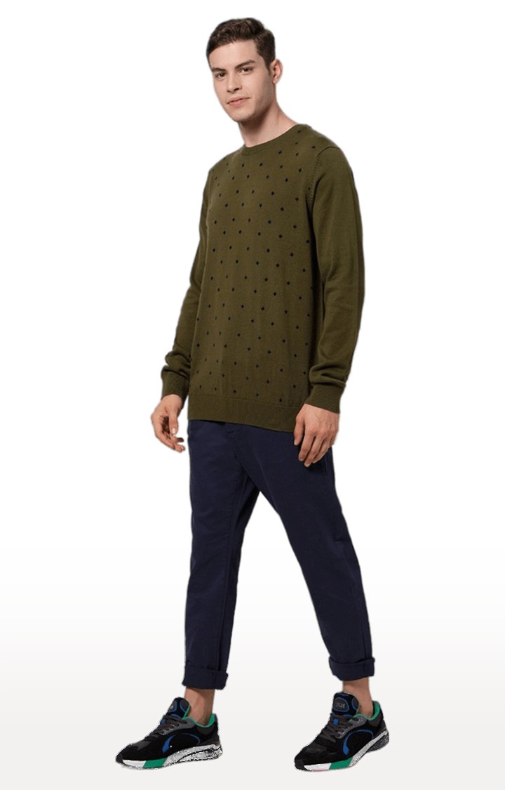 Men's Green Printed Sweaters