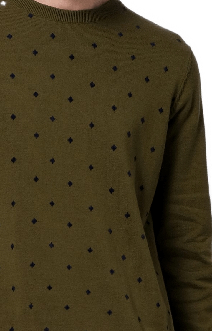 celio | Men's Green Printed Sweaters 4