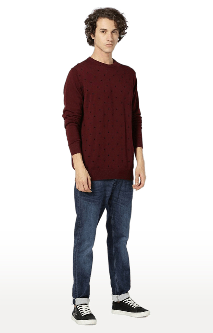 Men's Red Printed Sweaters