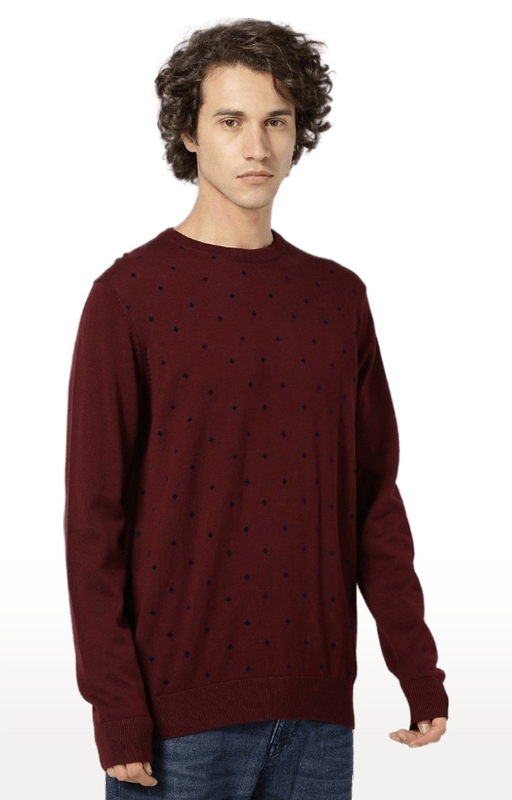 Men's Red Printed Sweaters