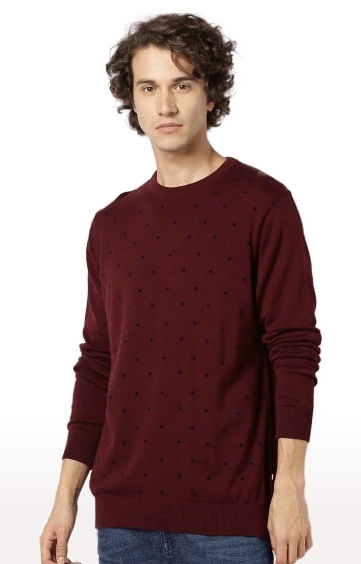 Men's Red Printed Sweaters