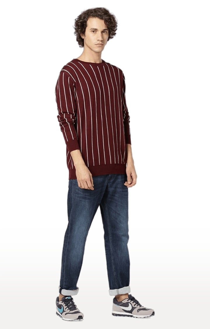 Men's Red Striped Sweaters