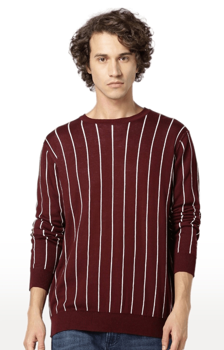 celio | Men's Red Striped Sweaters 0