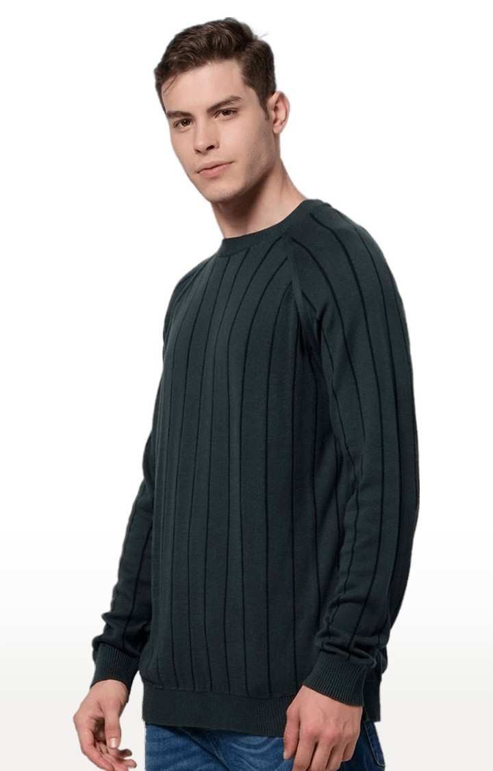 Men's Green Striped Sweaters