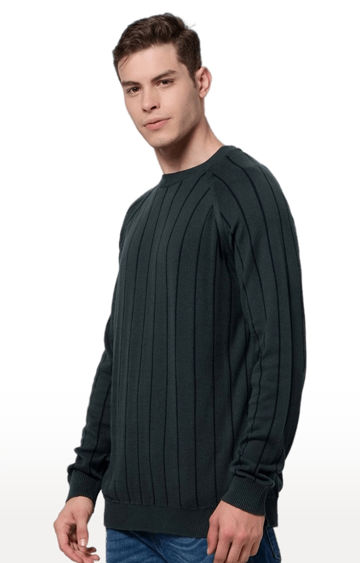celio | Men's Green Striped Sweaters 2