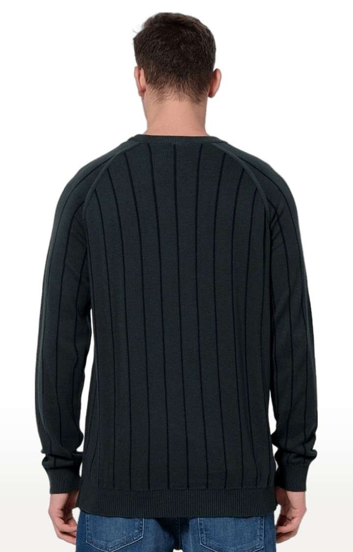 Men's Green Striped Sweaters